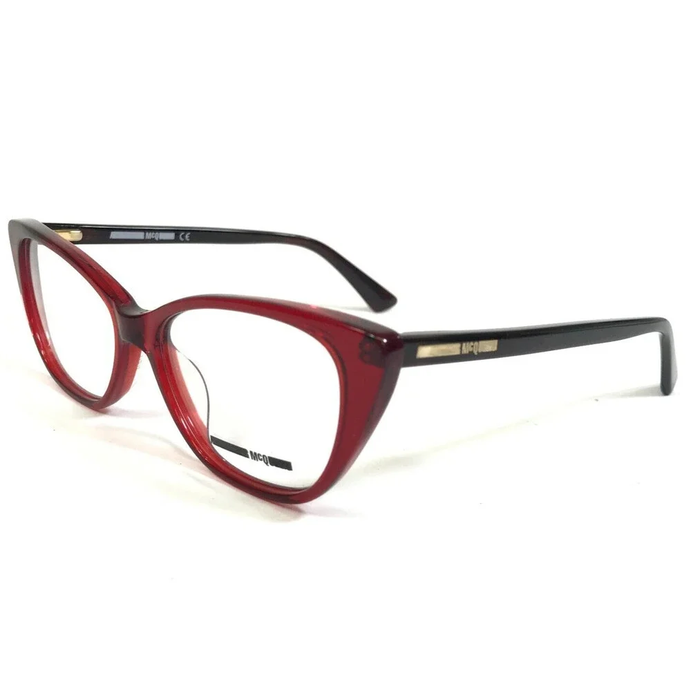Alexander McQueen Eyeglasses Frames MQ0109OP 004 Brown Clear Red 51-15-140